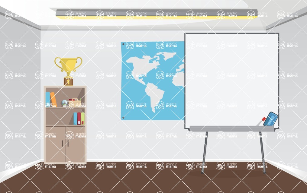Room Backgrounds Vector Collection - Business Room with Whiteboard for Presentations